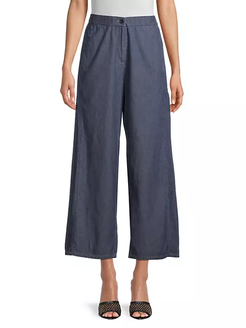 Shop Eileen Fisher High-Rise Rigid Wide-Leg Crop Pants | Saks Fifth Avenue