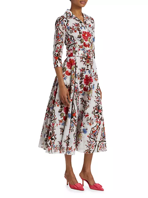 Shop Samantha Sung Aster Floral Midi Shirtdress | Saks Fifth Avenue
