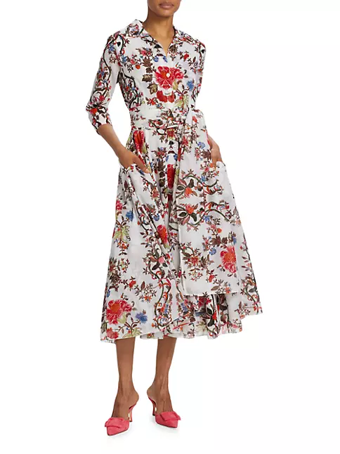 Shop Samantha Sung Aster Floral Midi Shirtdress | Saks Fifth Avenue