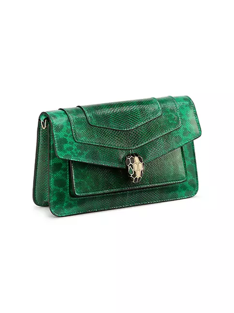 Bulgari Serpenti Forever Crossbody Bag in Green, Python Leather, S