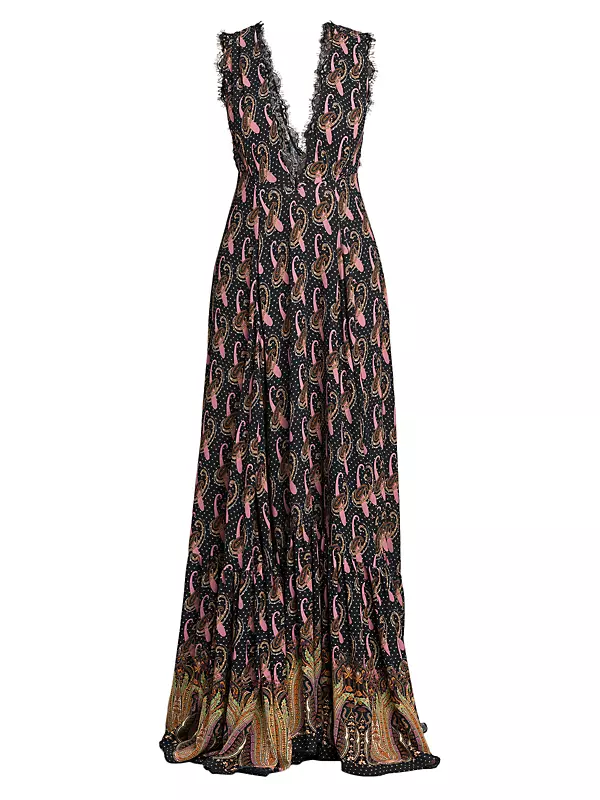 Shop Etro Printed V-Neck Gown | Saks Fifth Avenue