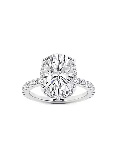 14K White Gold & 3.75 TCW Lab-Grown Diamond Halo Engagement Ring