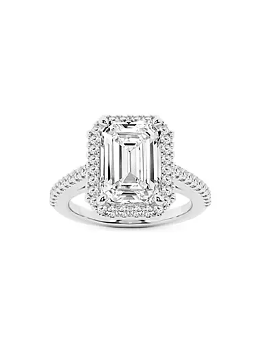 18K White Gold & 3.5 TCW Lab-Grown Diamond Halo Engagement Ring