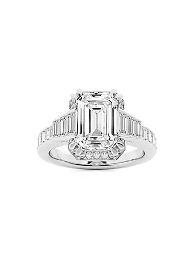 18K White Gold & 3.8 TCW Lab-Grown Diamond Engagement Ring