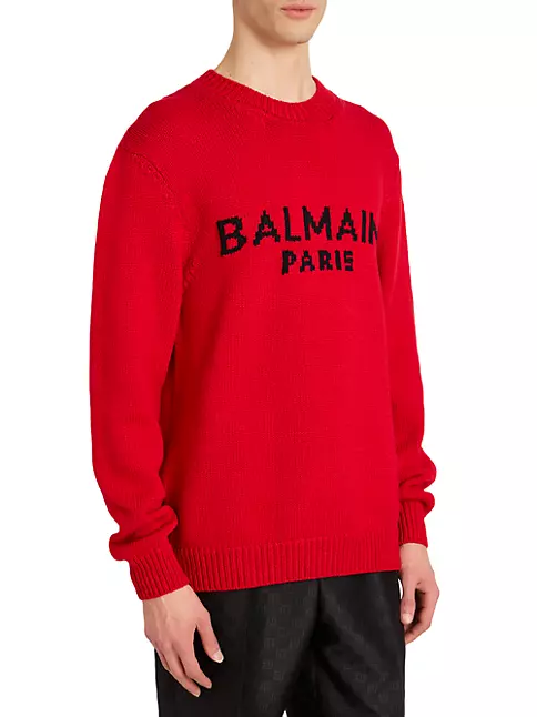 Shop Balmain Logo Wool Sweater | Saks Fifth Avenue