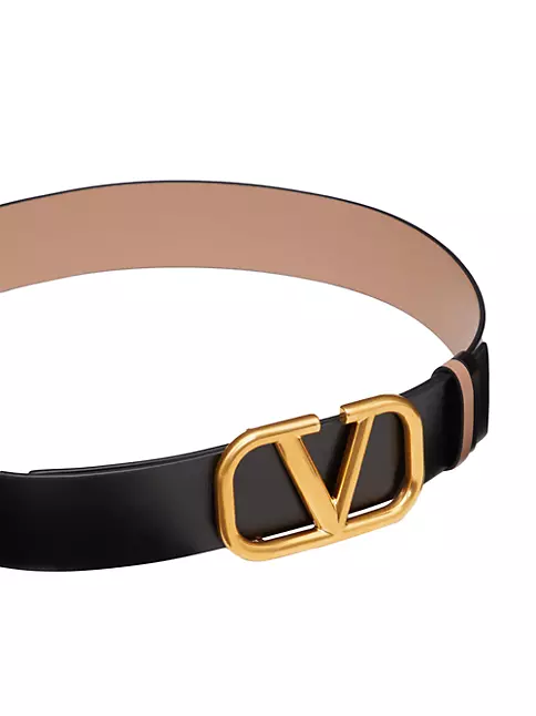 Shop Valentino Garavani Reversible Vlogo Signature Belt In Glossy ...