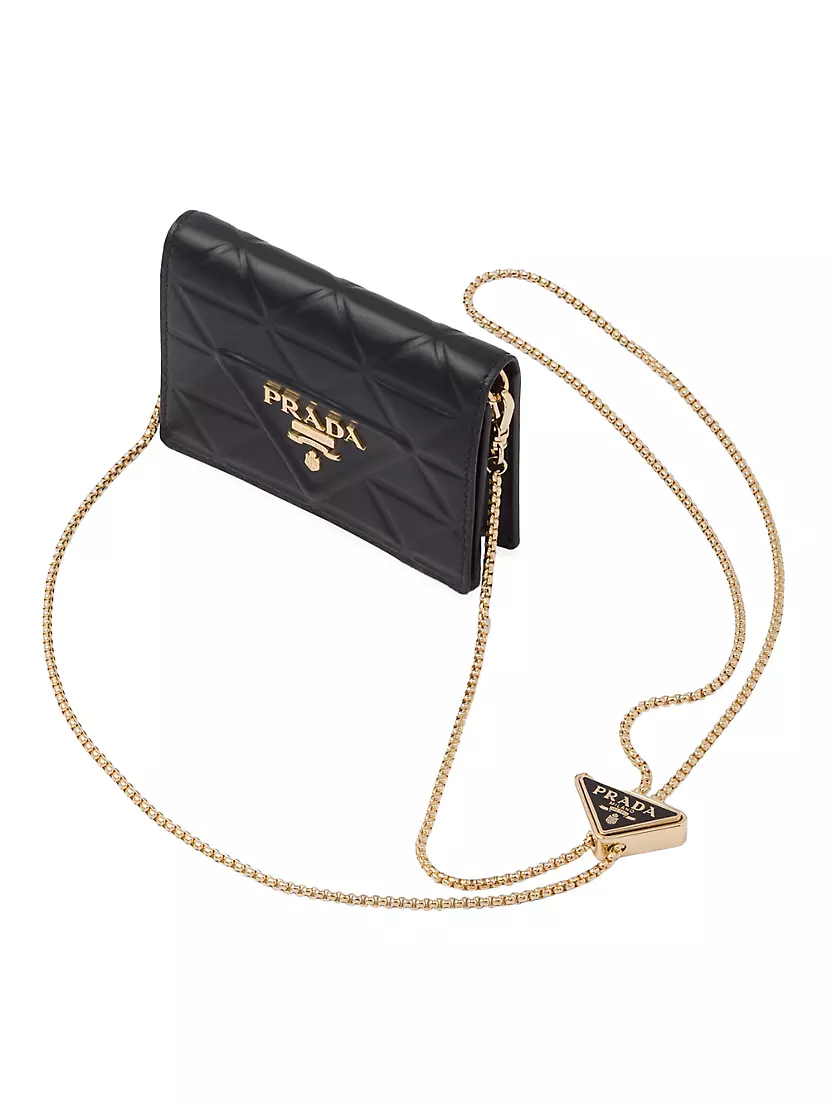 Shop Prada Card Holder With Leather Shoulder Strap | Saks Fifth Avenue