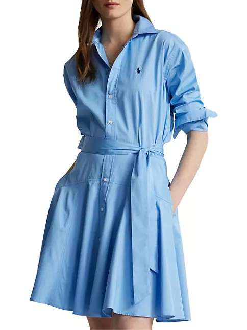 Shop Polo Ralph Lauren Belted A-Line Cotton Shirtdress | Saks Fifth Avenue