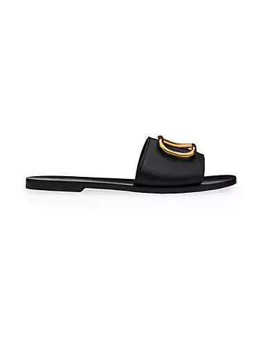 Vlogo Signature Slide Sandal In Grainy Cowhide With Accessory