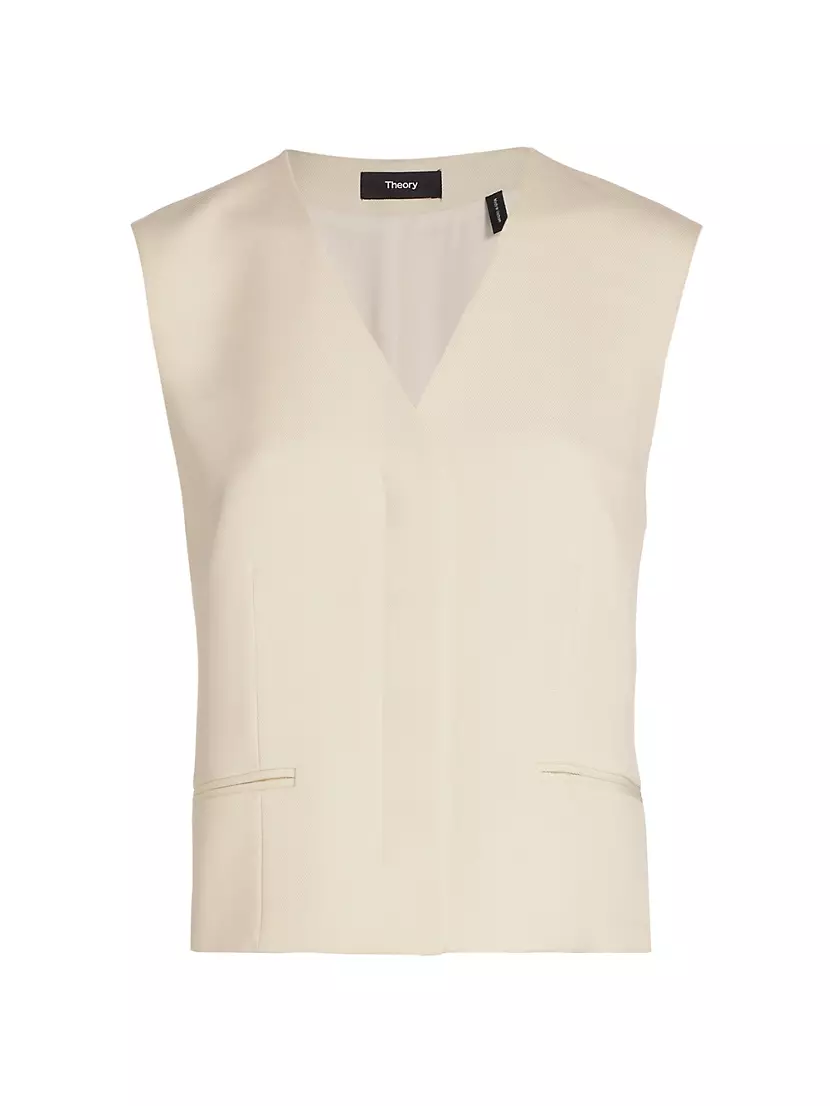 Shop Theory Colarless Crepe Vest | Saks Fifth Avenue