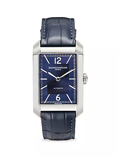 Hampton 10732 Stainless Steel & Leather Strap Watch/43MM x 27.5MM