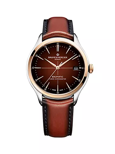 Clifton 10713 Two-Tone Stainless Steel & Leather Strap Watch/42MM