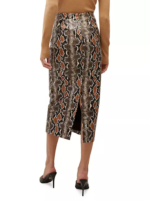Shop Veronica Beard Kaliyah Snakeskin-Print Faux Leather Pencil Skirt ...
