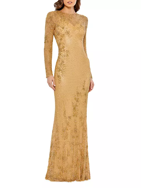 Shop Mac Duggal Embellished Long Sleeve Gown | Saks Fifth Avenue