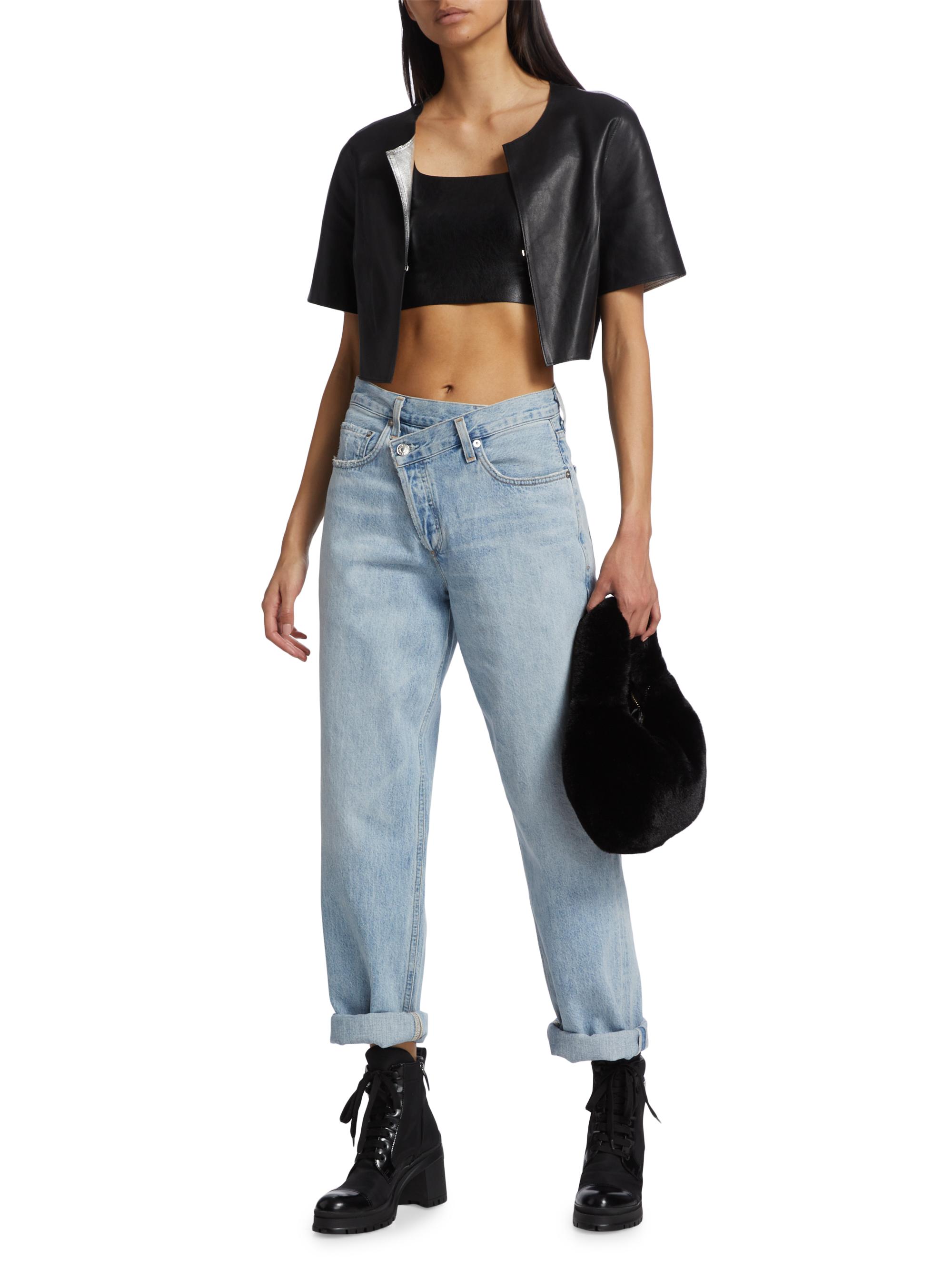LAMARQUE - MIKI Leather Trimmed Crop Tank Top
