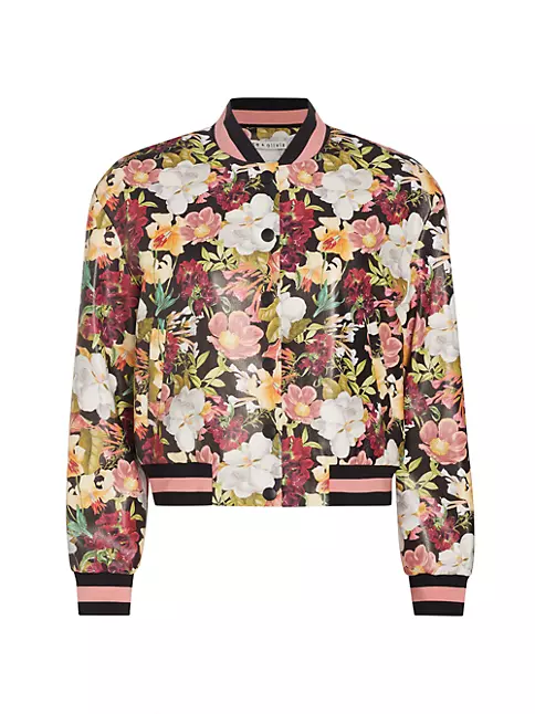 Shop Alice + Olivia Keri Floral Vegan Leather Varsity Jacket | Saks ...