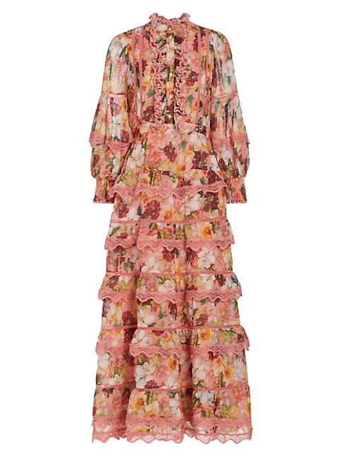 Shop Alice + Olivia Brooke Floral Lace Maxi Dress | Saks Fifth Avenue