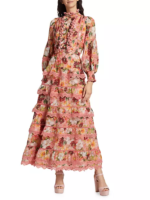 Shop Alice + Olivia Brooke Floral Lace Maxi Dress | Saks Fifth Avenue
