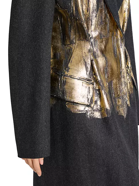 Shop Dries Van Noten Ravis Long Metallic Wool Coat | Saks Fifth Avenue