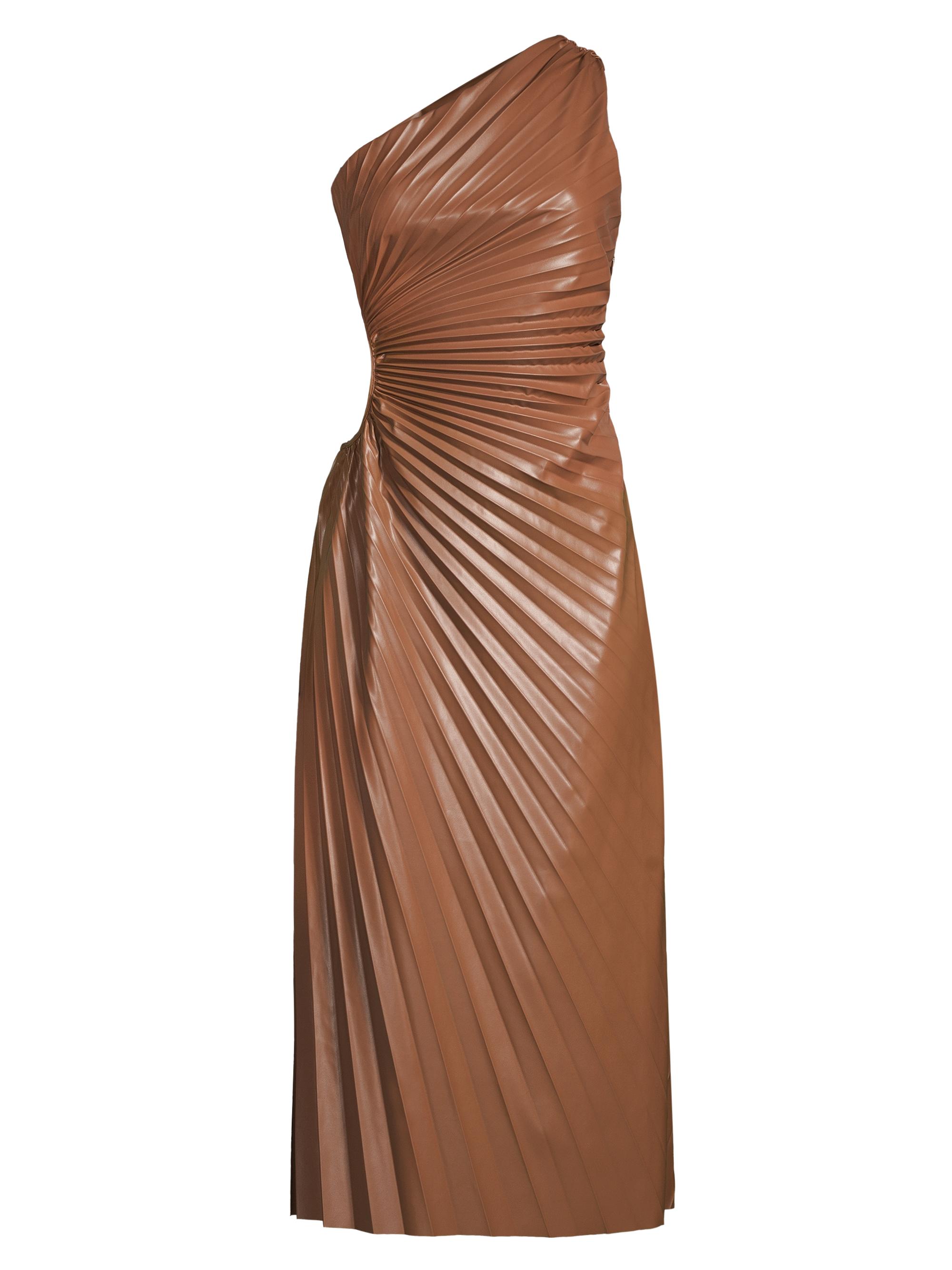 Shop Delfi Solie FauxLeather Pleated Maxi Dress Saks Fifth Avenue
