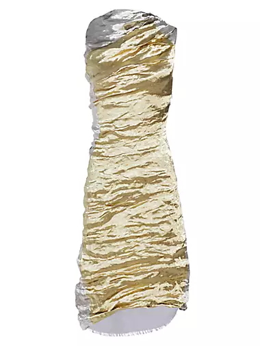 Crushed Metallic Midi-Dress