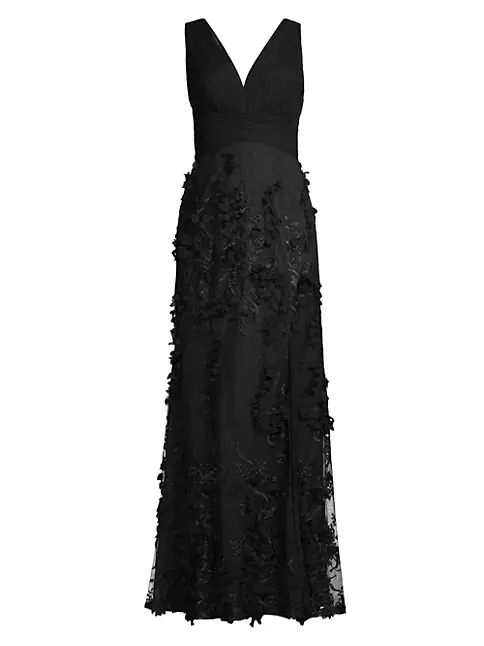 Shop Aidan Mattox Flower Appliqué Mermaid Gown | Saks Fifth Avenue