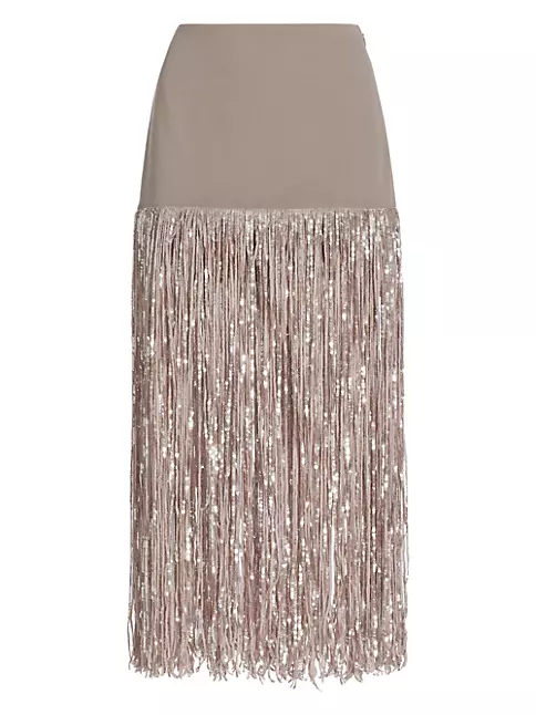 Shop Tanya Taylor Florence Sequin-Fringe Maxi Skirt | Saks Fifth Avenue