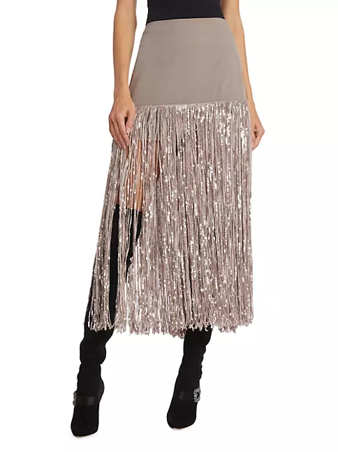 Shop Tanya Taylor Florence Sequin-Fringe Maxi Skirt | Saks Fifth Avenue
