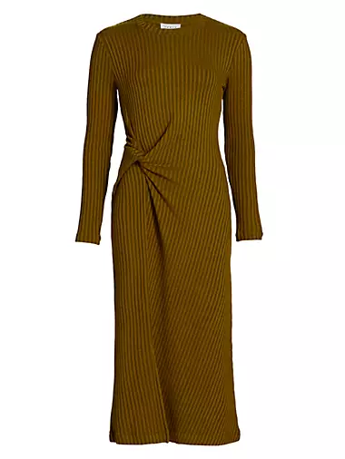 Elana Twisted Long-Sleeve Midi-Dress