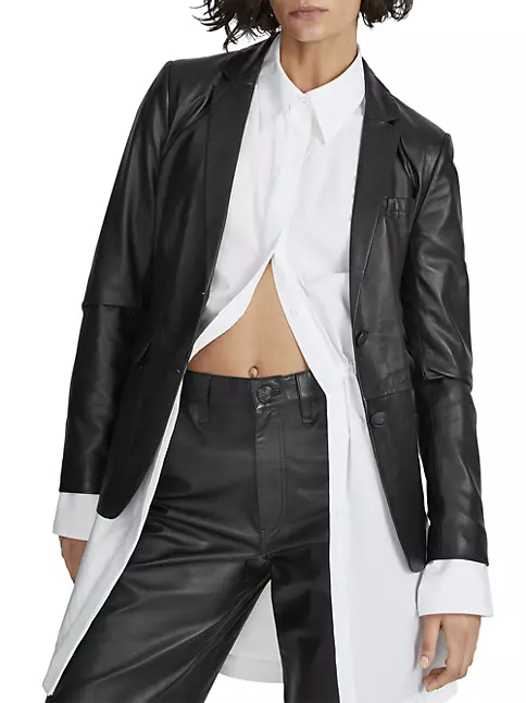 Shop rag & bone Razor Leather Blazer | Saks Fifth Avenue
