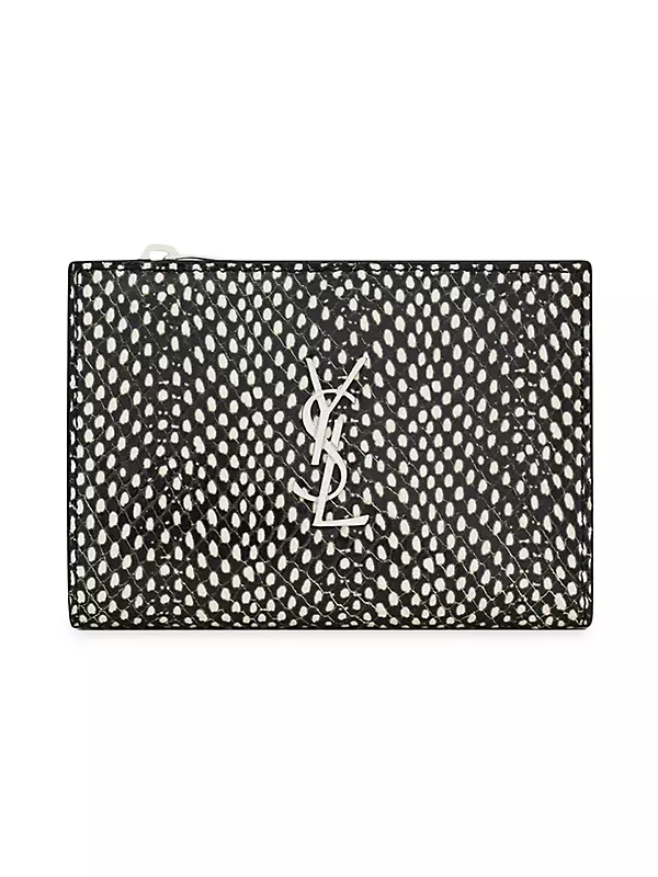 cassandre small envelope wallet in metallized python-embossed leather
