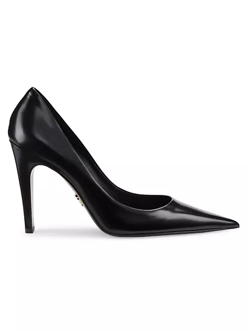 100MM Leather Pointed-Toe Pumps