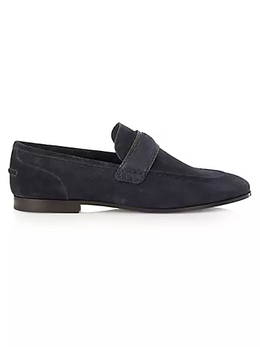 Suede Monili-Strap Loafers