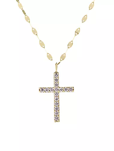 Flawless Everyday 14K Yellow Gold & 0.3521 TCW Diamond Cross Pendant Necklace