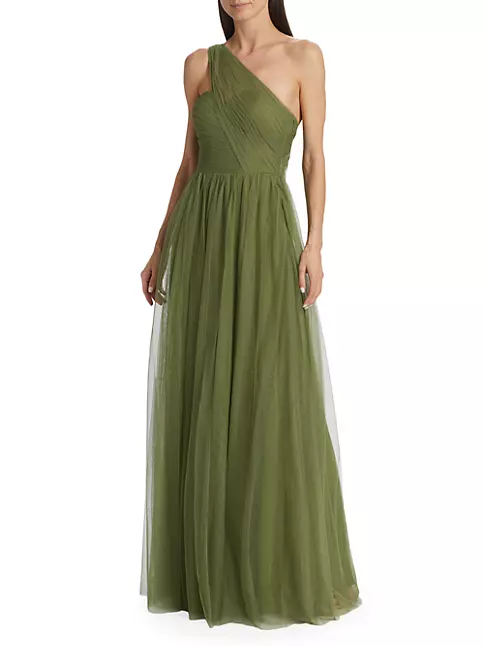 Shop Vera Wang Bride Verris Tulle One-Shoulder A-Line Dress | Saks ...