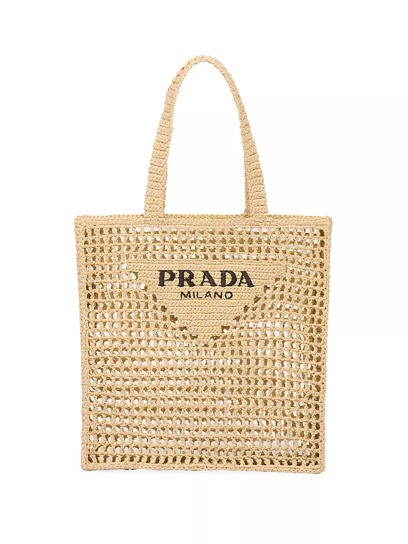 Shop Prada Raffia Tote Bag with Logo | Saks Fifth Avenue