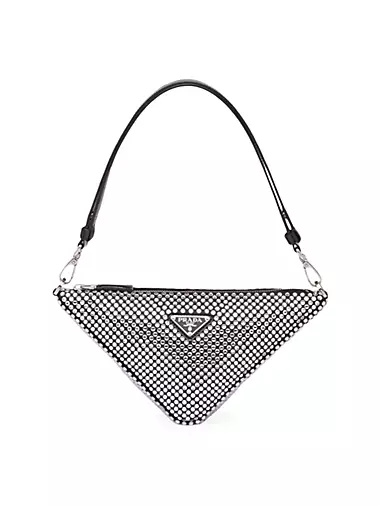 Triangle Satin Mini Bag with Crystals