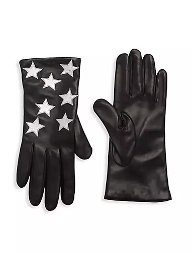 Star-Patch Leather Gloves