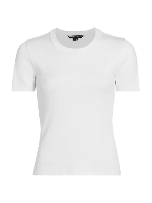 Shop Veronica Beard Pruitt Ribbed Cotton-Blend T-Shirt | Saks Fifth Avenue