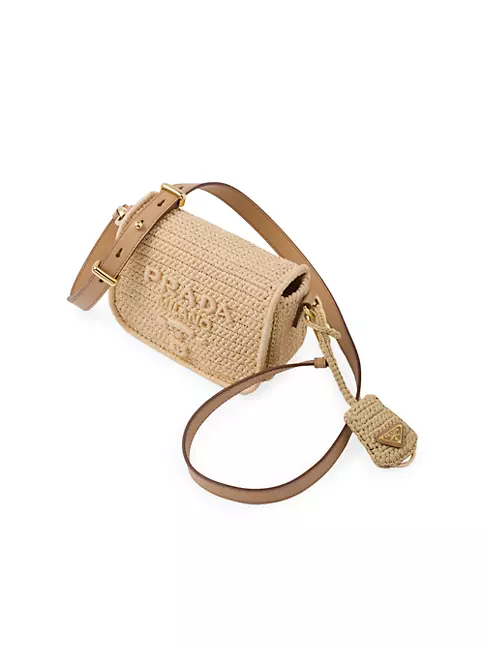Shop Prada Raffia And Leather Shoulder Bag | Saks Fifth Avenue