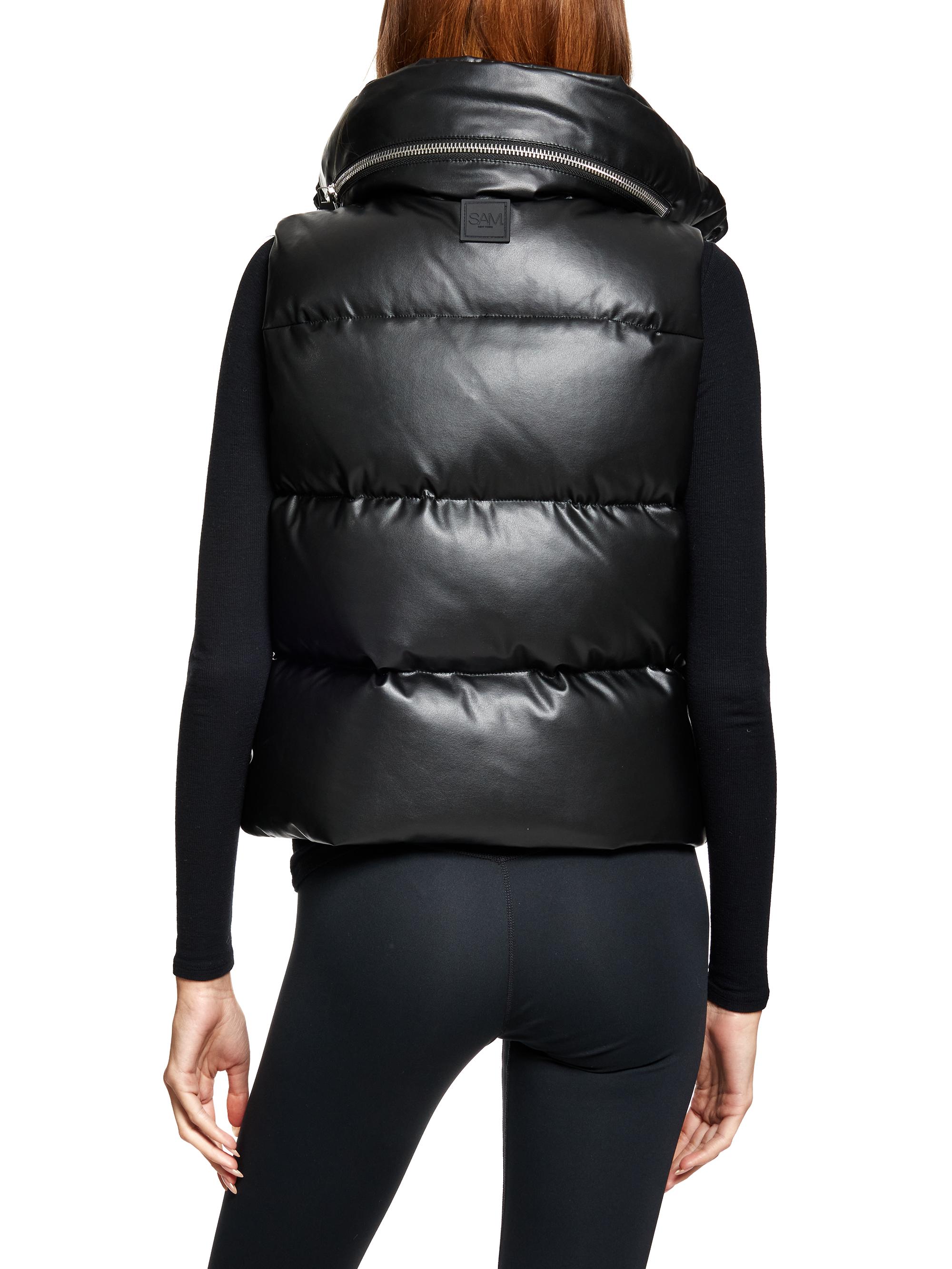 Sam.
 Allegra Vegan Leather Down Puffer Bomber Jacket