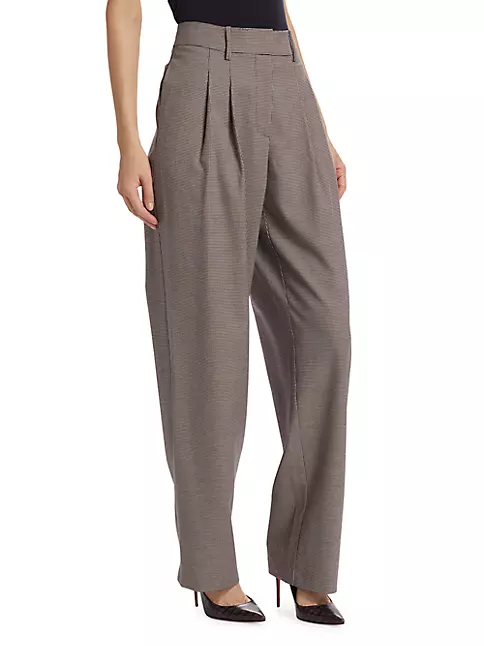 Shop Wayf Dolly Houndstooth Pleat Trousers | Saks Fifth Avenue