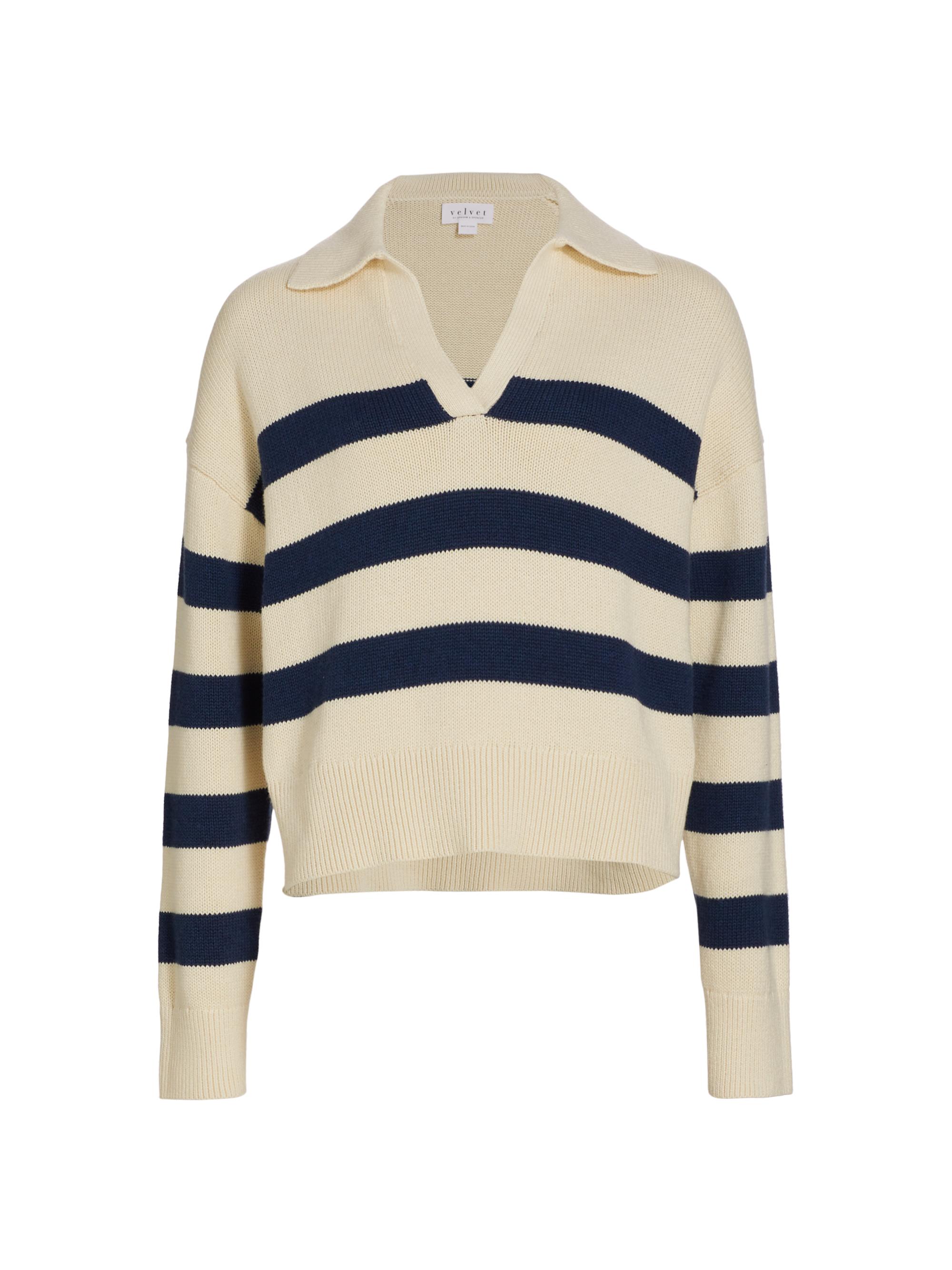 Shop Velvet by Graham u0026 Spencer Lucie Cotton-Blend Striped Sweater | Saks  Fifth Avenue