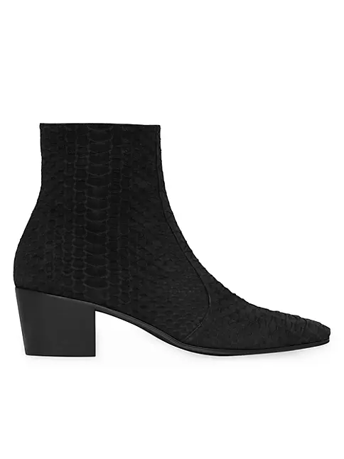 Shop Saint Laurent Vassili Zipped Boots In Python Leather | Saks Fifth ...