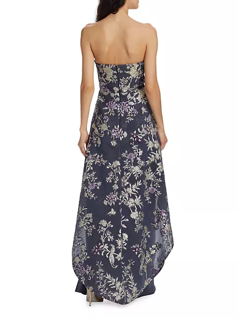 Shop Marchesa Notte Strapless Floral Fil Coupe Ball Gown | Saks Fifth ...
