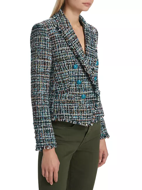 Shop L'AGENCE Brooke Double-Breasted Tweed Blazer | Saks Fifth Avenue