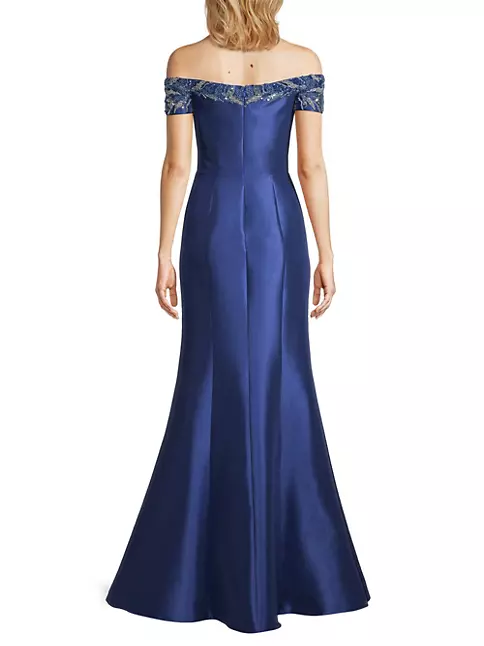 Shop Basix Beaded Off-The-Shoulder Gown | Saks Fifth Avenue
