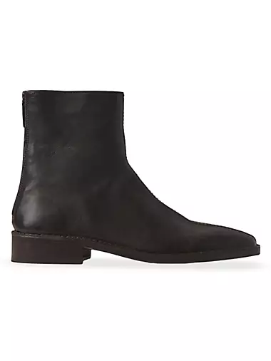 Piped Zipped Ankle Boots