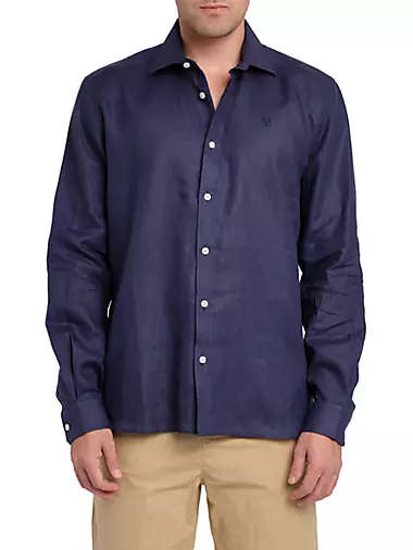 Linen Long-Sleeve Button-Front Shirt