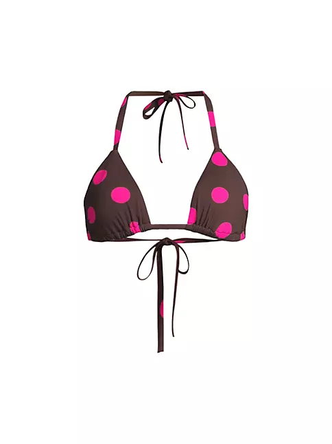 Shop Cynthia Rowley Triangle Polka-Dot Bikini Top | Saks Fifth Avenue